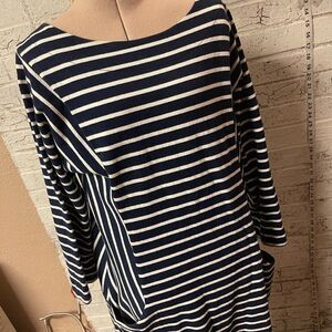 Joules Brittany Blue White Cotton Striped Dress 8